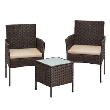 Songmics Vrtni namještaj Set za lounge s stolom i 2 stolice 56.5x54.5x81.5 cm smeđa