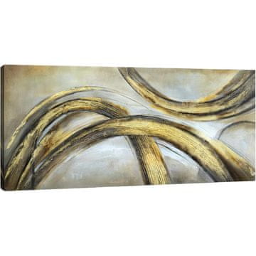 Nikcorp Slika na platnu rascvjetala trešnja 120x50 cm, moderna dekorativna zidna umjetnost na drvenom okviru, canvas print visoke kvalitete, spremno za vješanje, bijela i zlatna boja, apstraktni cvjetni motiv