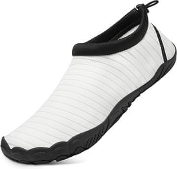 Nikcorp Unisex aqua cipele za vodu, brzosušeća obuća za plivanje, plažu i bazen, prozračni materijal, fleksibilan potplat protiv klizanja, lagane i udobne za more i kamenite plaže, bijela boja, veličina 43
