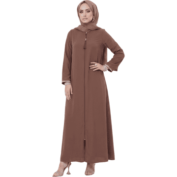 Nikcorp Ženska Abaya maxi haljina elegantna smeđa 3XL, duga muslimanska haljina na kopčanje patentnim zatvaračem, prozračna i udobna tkanina za svečane prigode, dugi rukavi, cjelogodišnji model, klasičan kroj