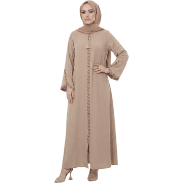 Nikcorp Ženska Abaya haljina maxi elegantna bež 3XL, duga svečana muslimanska haljina na kopčanje patentnim zatvaračem, prozračna i mekana tkanina za cjelogodišnje nošenje, udoban klasičan kroj dugih rukava