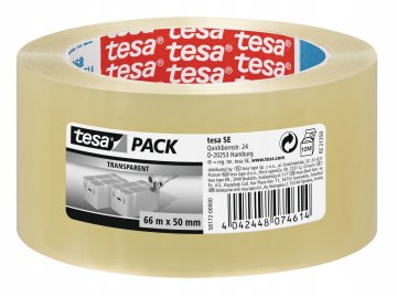 Tesa STANDARD Samoljepljiva traka za pakiranje, prozirna, 66 m x 50 mm