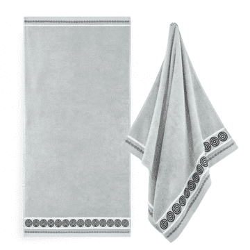 Zwoltex RONDO2 Veliki ručnik za kupanje s vezom, upijajući, sivi, 450 g, 70 x 140 cm