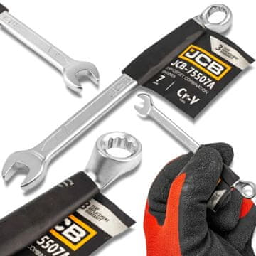JCB OTVORENI KLJUČ 75 STUPNJA, KUTNI, 7 mm, CR-V ČELIK, DVOSTRUKI