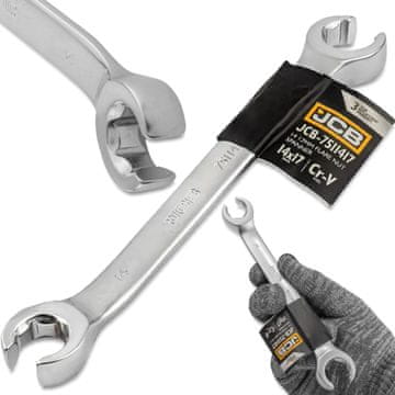 JCB OKASTI KLJUČ S RAZDVOJENIM UMETKOM 14x17 mm 2-STRANI Cr-V 6-KUTNI