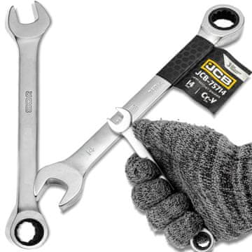 JCB KLJUČ S RAČKOM, OTVORENI OKASTI 2-STRANI, 14 mm Cr-V, 12-KRAJ