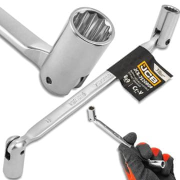 JCB nasadni ključ, 8-9 mm, dvostrani, Cr-V čelik, 12-kraki
