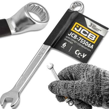 JCB OTVORENI KLJUČ 75 STUPNJA, KUTNI, 6 mm, CR-V ČELIK, dvostrani
