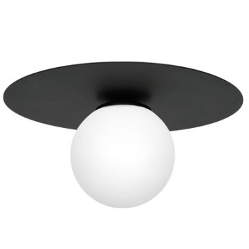 Minimalistička stropna lampa crna okrugla Ø35cm bijela staklena kugla ravna 1xE14 15W Luminex