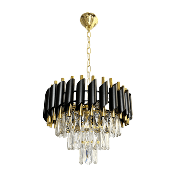 Glamurozni kristalni luster za dnevni boravak, crno-zlatni, 5xE14 40W CRISTAL Milagro