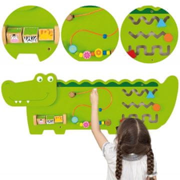 Viga Toys VIGA Edukativna manipulativna senzorna ploča Drveni krokodil FSC Montessori certifikat