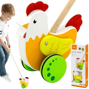 Viga Toys VIGA Drvena edukativna kokoš za guranje