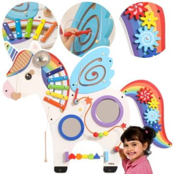 Viga Toys VIGA Drvena manipulativna senzorna ploča Jednorog FSC Montessori certifikat