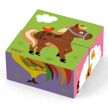 Viga Toys VIGA Drvena slagalica Farma 4 bloka