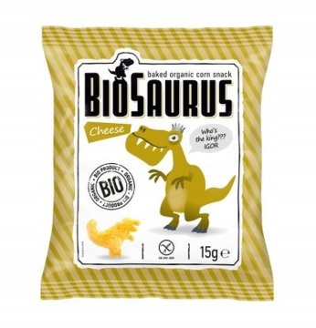 Biosaurus Dinosaurs kukuruzni čips s okusom sira, bez glutena, organski, 15 g