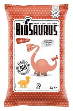 Arcibiskupské víno Dinosaurs kukuruzni čips s okusom kečapa, bez glutena, organski, 30 g