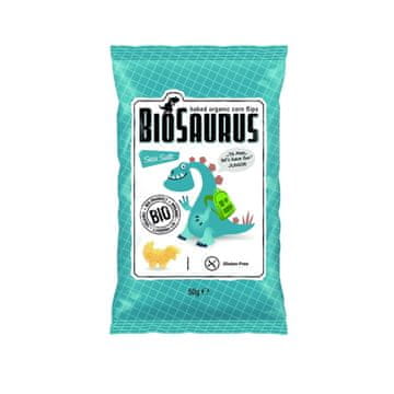 Biosaurus Dinosaurs kukuruzni čips s morskom soli, bez glutena, organski, 50 g