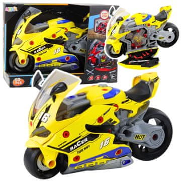 2 u 1 DIY radionička svjetla Zvuci Dim Motocikl Žuta 43 cm