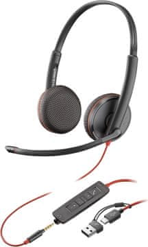 HP Blackwire 3225 stereo USB-C slušalice + 3,5 mm + USB-C/A adapter, 8X229A6
