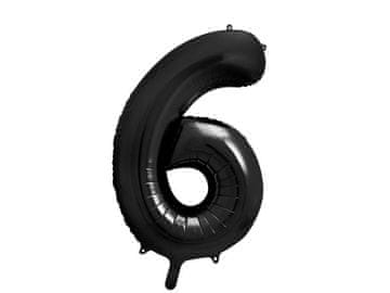 PartyDeco Folija balon broj 6 crni, 86 cm