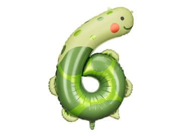 PartyDeco Folija balon broj 6 - Kornjača, 96 cm