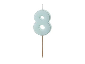 PartyDeco Rođendanska svijeća broj 8, svijetloplava, 5,5 cm