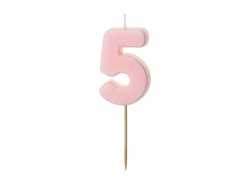 PartyDeco Rođendanska svijeća broj 5, ružičasta, 5,5 cm