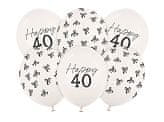 PartyDeco Baloni od 30 cm, set za 40. rođendan, pastelno bijela boja