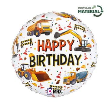 Grabo Folija balon Bageri, Građevinski strojevi, Rođendan 45 cm