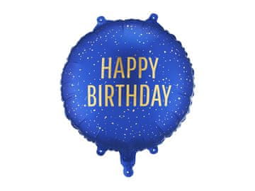 PartyDeco Folija balon Sretan rođendan, tamnoplavi, 35x35 cm