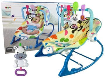 Kolijevka, ljuljačka, sjedalo, stolica 2 u 1 Plava zebra zvukovi vibracije