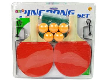 Set za stolni tenis s reketima i mrežicom, 5 loptica
