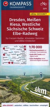 Dresden, Meissen, zapadna Saska Švicarska. Vodootporna biciklistička karta 3371.