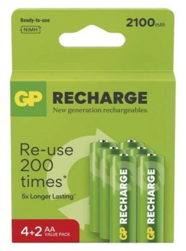 GP Recharge AA 2100mAh baterije 6 kom zelene