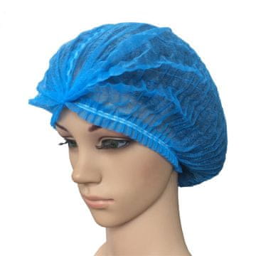 Set od 100 kapa, Capeline, za jednokratnu upotrebu, Netesut materijal, netkano, s elastikom, boja plava