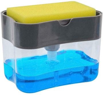Set dozatora deterdženta za pranje posuđa 2 u 1, uključujući spužvu, spremnik od 380 ml, siva