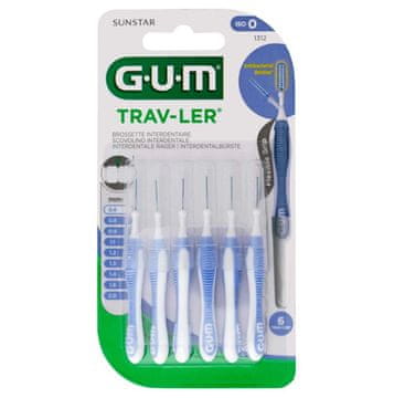 GUM Set od 6 interdentalnih četkica, , Trav-Ler, za dubinsko čišćenje, tretirane klorheksidinom, 0,6 mm