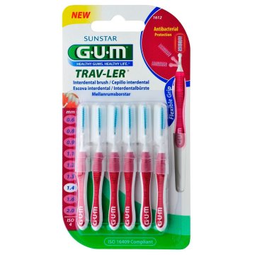 GUM Set od 6 interdentalnih četkica, , Trav-Ler, za dubinsko čišćenje, tretirane klorheksidinom, 1,4 mm