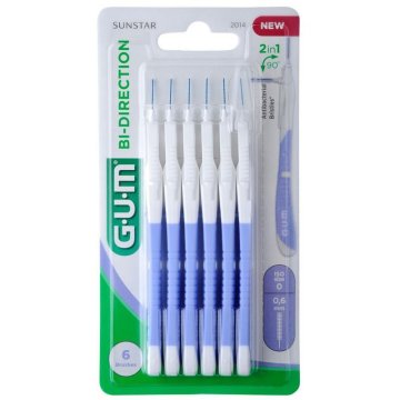 GUM Set od 6 interdentalnih četkica, , dvosmjerne, za dubinsko čišćenje, tretirane klorheksidinom, 0,6 mm