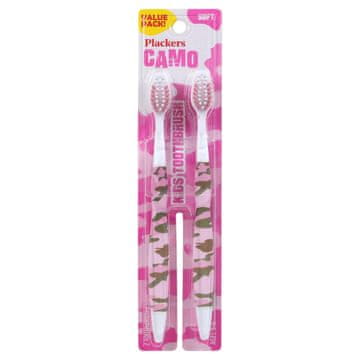 Set četkica za zube za djecu, , Camo Soft, Moi četkica, ružičasta kamuflaža, 5-8 godina, 2 komada.