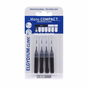 Set od 4 interdentalne četkice, Elgydium, Mono Compact, za dubinsko čišćenje, jednokratna upotreba, crne, veličina 0,6 mm