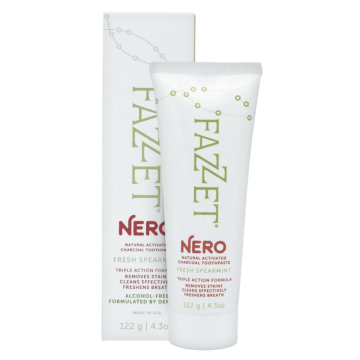 Nero pasta za zube, s aktivnim ugljenom, izbjeljivanje i uklanjanje mrlja, svježa metvica, bez fluorida, 122 g