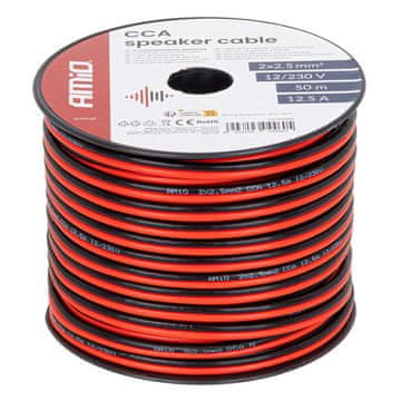 AMIO Dvožilni zvučnički kabel CCA 2x2,5 mm2 50 m 12,5 A -04460