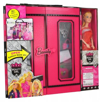 [PACZB] Set za lutke s ormarom, haljinama, koferom i ormarom za odjeću Z2202C