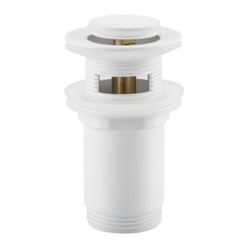 Mesingani čep za umivaonik Klik Klak model E s preljevom bijele boje