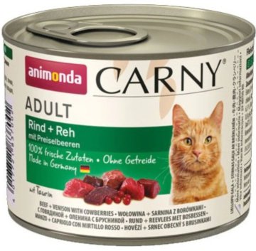 Animonda Cat | Carny Adult 200g | Mokra hrana za odrasle mačke - konzerva od 200g - govedina od srne i borovnice 200g