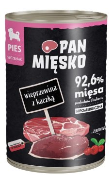 Pan Mięsko Mr. Meat | Mokra hrana za štence | Konzerva od 400 g - Svinjetina s patkom 400 g