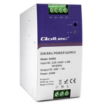 Qoltec Industrijsko napajanje za DIN šinu | 240 W | 48 V | 5 A