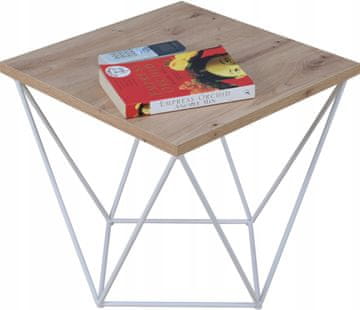 2K40 Žičani stol mat bijeli Artisan hrast