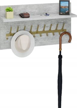 Vješalica za odjeću Loft 70 cm - zlatna + svijetli beton, čvrsta i elegantna